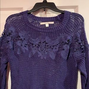 Dark Blue Floral Sweater